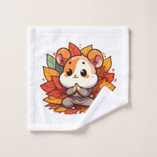 Kawaii fall hamster yoga wash cloth