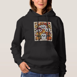 Kawaii Fall Tooth Character with Autumn Pumpkins Hoodie