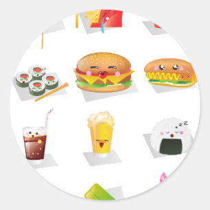 kawaii fast food classic round sticker