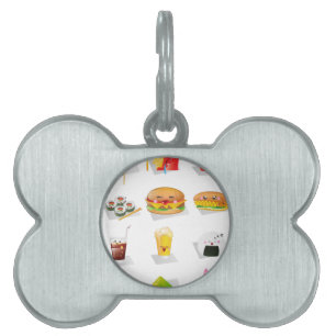 kawaii fast food pet name tag