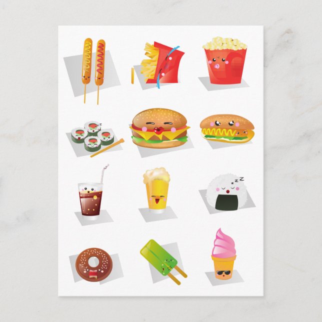 kawaii fast food postcard (Front)