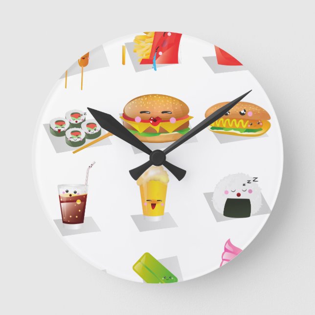 kawaii fast food round clock (Front)