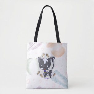 Kawaii Fish Cat with Feathers Tote Bag