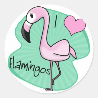 Kawaii Flamingo Gifts Classic Round Sticker