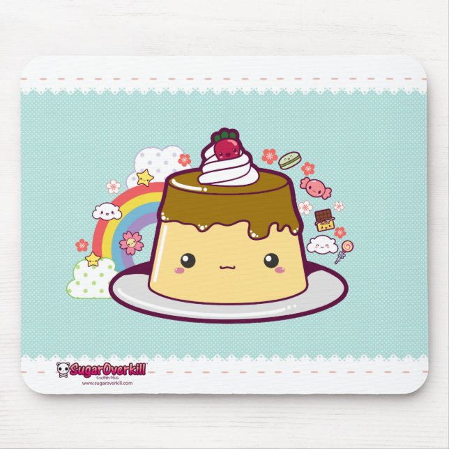 Kawaii Flan Mouse Pad (Front)