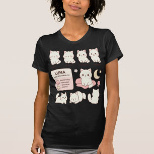Kawaii Fluffy White Cat Character Sheet Art T-Shirt
