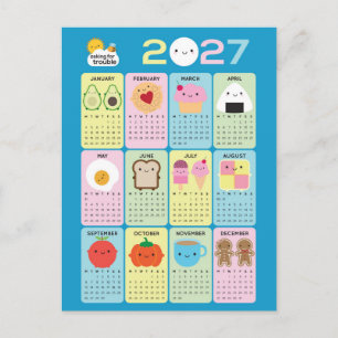 Kawaii Food 2027 Calendar Postcard