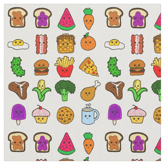 Kawaii Food Fabric (Close Up)