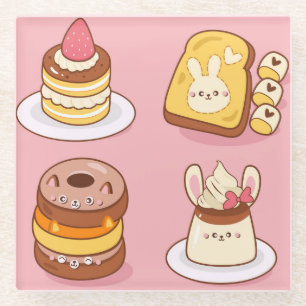 Kawaii Food Glass Coaster