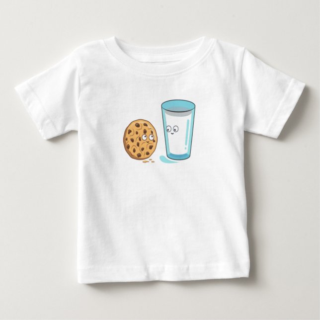 Kawaii Food Milk and Cookies  Baby T-Shirt (Front)