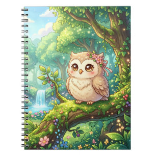 Kawaii Forest Owl Spiral Notebook