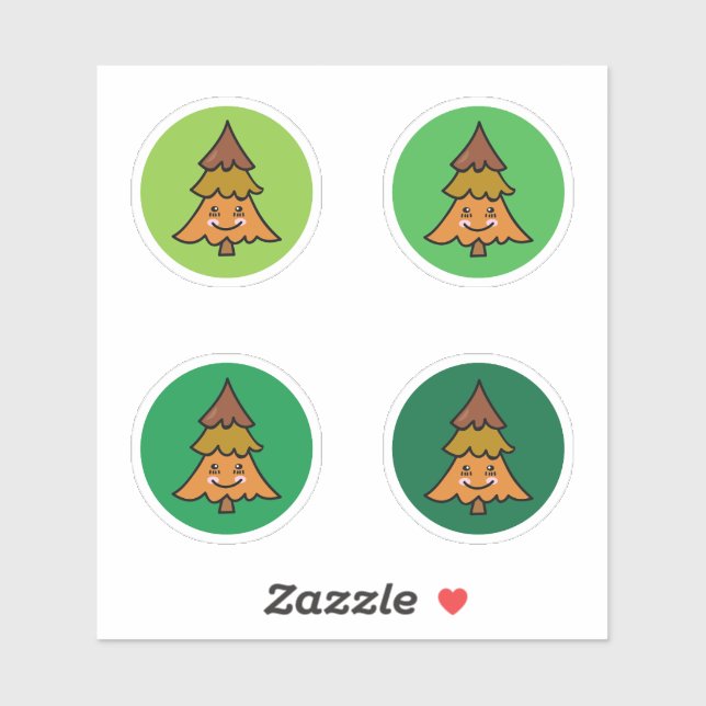 Kawaii Forest Tree Stickers Autumn Colours (Sheet)
