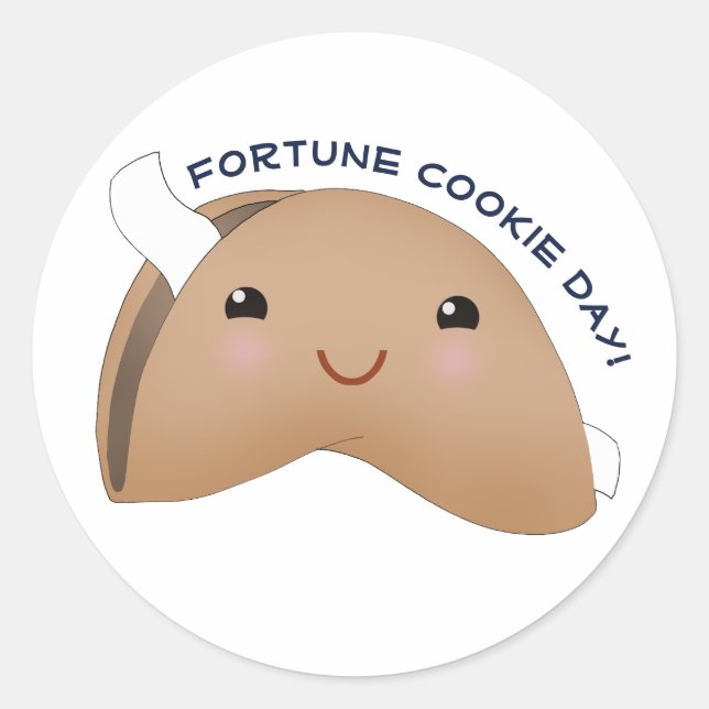 Kawaii Fortune Cookie Day Classic Round Sticker (Front)