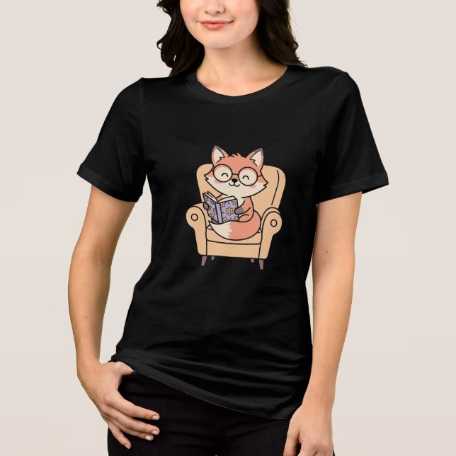 Kawaii Fox Study Time Tri-Blend Shirt (Front)