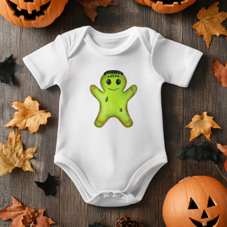 Kawaii Frankenstein Gingerbread Man Halloween Baby Bodysuit