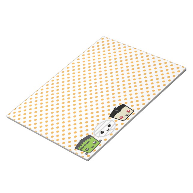 Kawaii Frankenstein Mummy Dracula Notepad (Angled)