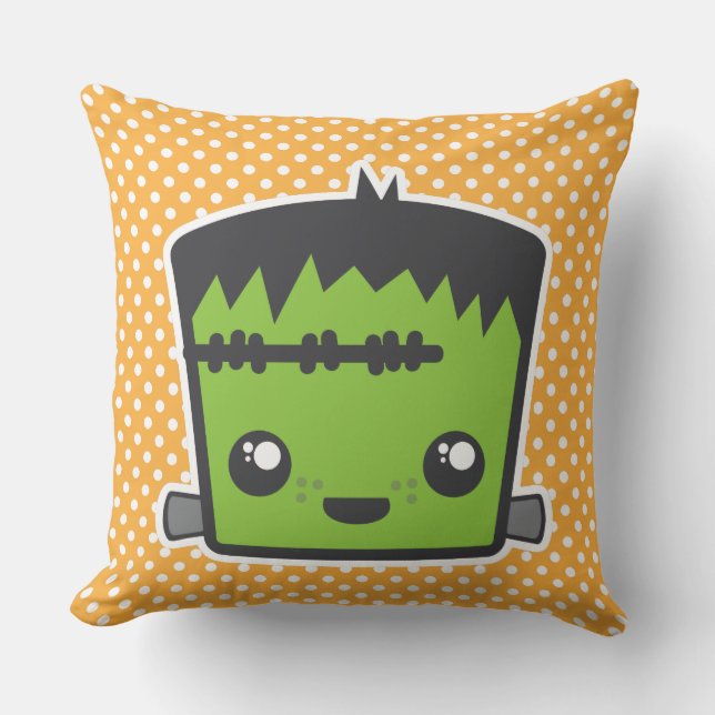 Kawaii Frankenstein Throw Pillow (Front)