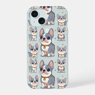 Kawaii French Bulldog Frenchie Moods iPhone 15 Case