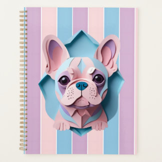 Kawaii French Bulldog Pastel Paper Cutting Art Planner
