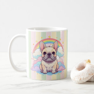 Kawaii French Bulldog Rainbow Clouds Coffee Mug