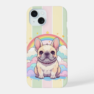 Kawaii French Bulldog Rainbow Clouds iPhone 15 Case