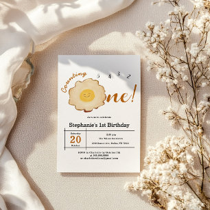 Kawaii Fried Egg 1st Birthday Invitation