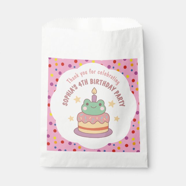 Kawaii Frog Birthday Cake Custom Favour Bag (Front)