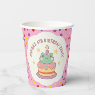 Kawaii Frog Birthday Cake Custom Paper Cups
