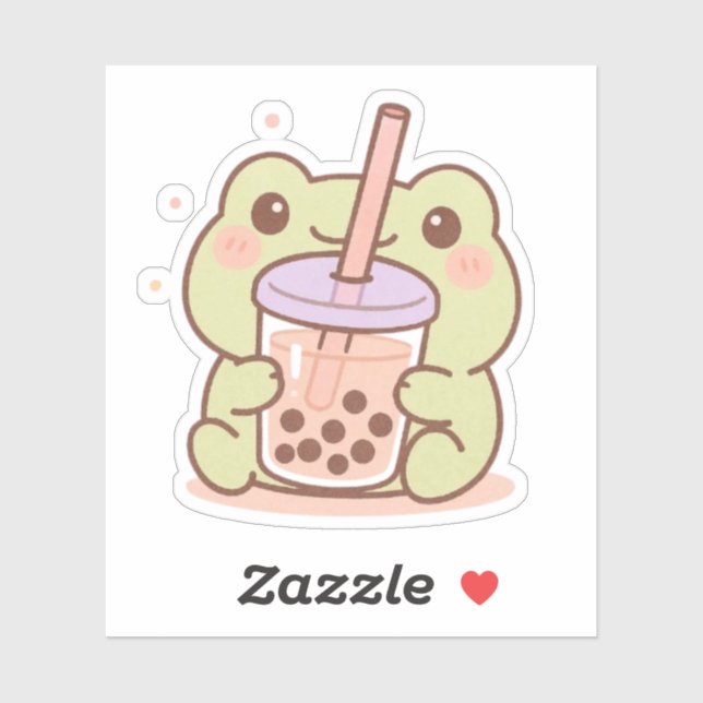 Kawaii Frog Boba Sticker (Sheet)