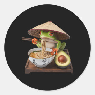 Kawaii Frog Eating Ramen Japanese Noodles  Classic Round Sticker