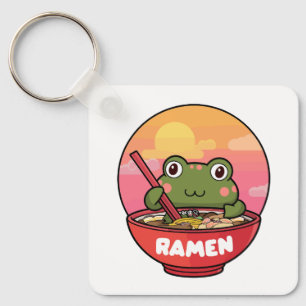 Kawaii frog eating ramen key ring