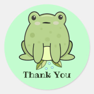 Kawaii Frog Green Pastel Thank You Classic Round Sticker