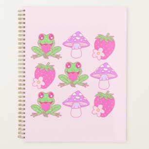 Kawaii Frog, Mushroom, and Strawberry Planner