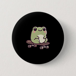Kawaii Frog On A Skateboard Funny Skateboarding  6 Cm Round Badge