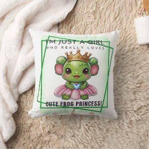 Kawaii Frog Princess Print Cushion
