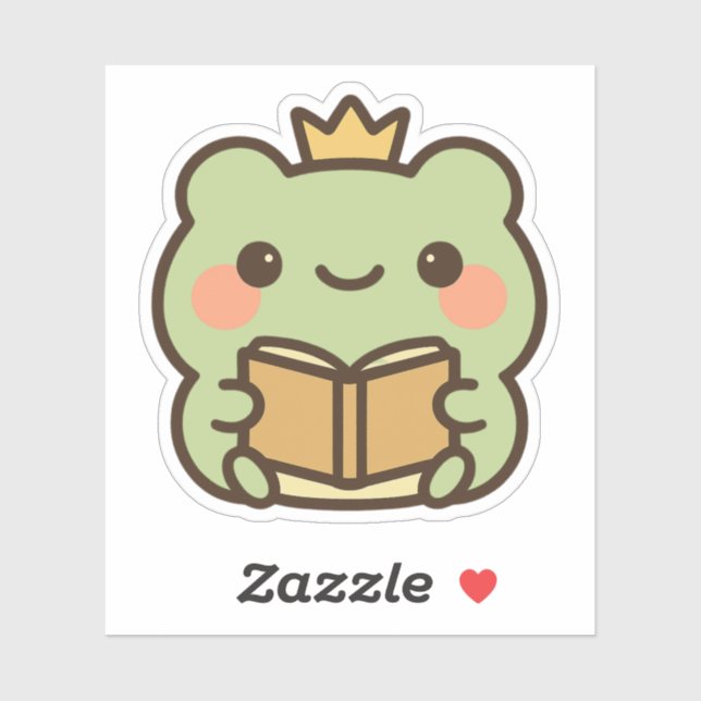 Kawaii Frog Reading a Book Sticker (Sheet)
