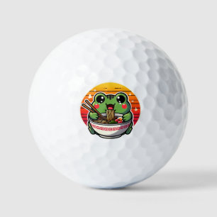Kawaii Frog Slurping Ramen Noodles Colourful Anime Golf Balls