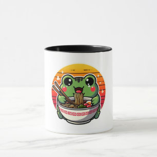 Kawaii Frog Slurping Ramen Noodles Colourful Anime Mug