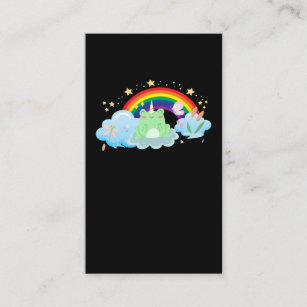 Kawaii Frog Unicorn Rainbow Colorful Cottagecore Business Card
