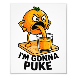 Kawaii Fruit Funny Orange Juice Photo Print