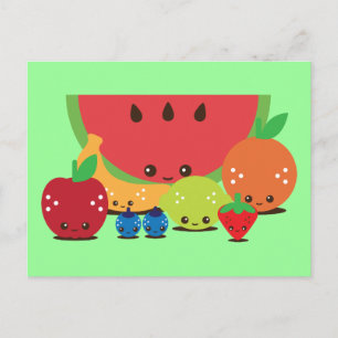 Kawaii Fruit Group Postcard