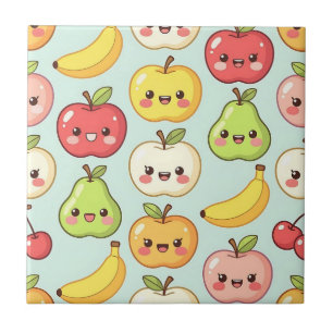 Kawaii Fruit Seamless Pattern Cute Cartoon Ceramic Tile