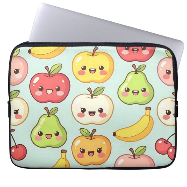 Kawaii Fruit Seamless Pattern Cute Cartoon Laptop Sleeve (Front)