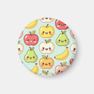 Kawaii Fruit Seamless Pattern Cute Cartoon Magnet
