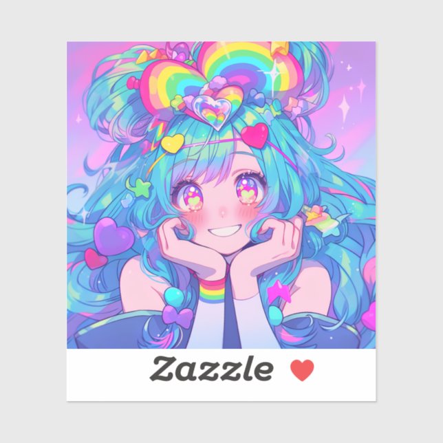 Kawaii Fun Rainbow Anime Girl (Sheet)