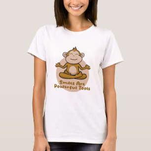 Kawaii funny brown monkey smiling and doing yoga  T-Shirt