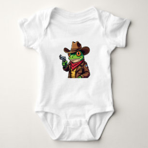 Kawaii Funny Cowboy Western Frog Lovers Baby Bodysuit