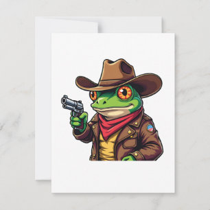 Kawaii Funny Cowboy Western Frog Lovers Invitation