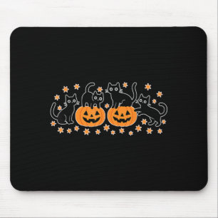 Kawaii Funny Halloween Black Cats Pumpkins Cute Mouse Pad
