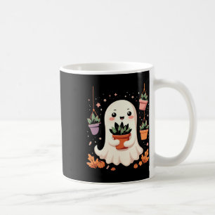 Kawaii Funny Halloween Ghost With Potted Plants Au Coffee Mug